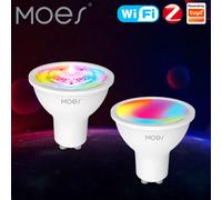 MOES Tuya ZigBee GU10 WIFI ampoule LED intelligente RGB C + W blanc 5W lampes à intensité variable vie intelligente APP contrôle ampoules travail Alexa/Google