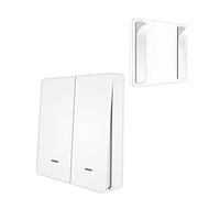 MOES Tuya ZigBee Interrupteur de scène sans fil, alimenté par piles bouton mécaniques, réalise une scène domotique intelligente, 2 gang [Tuya Zigbee Hub requis]