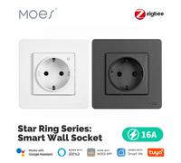 MOES Tuya ZigBee prise murale prise intégrée ue énergie moniteur intelligent indicateur App télécommande fonctionne avec Alexa Google Home