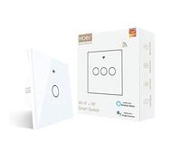 MOES WiFi Interrupteur mural intelligent RF433, Aucun fil neutre nécessaire, Compatible avec Tuya Smart Life App, Alexa et Google Home, 1 Gang Blanc, Prend uniquement en charge 2,4 GHz
