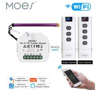 MOES WiFi RF433 interrupteur de rideau aveugle à distance pour module de commande de volet roulant électrique Tuya vie intelligente Google Home Alexa Voice Singel Control