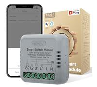 MOES Zigbee Interrupteur d'éclairage encastré, mini module de relais intelligent (nécessite conducteur neutre et passerelle MOES Zigbee), compatible avec Tuya, Alexa et Google Home 2 voies