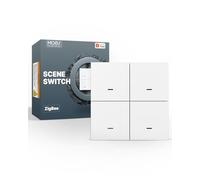 MOES ZigBee Interrupteur sans Fil 4 Gang, Commutateur Intelligent (Nécessite un Hub ZigBee Tuya), Contrôle par Appui Unique/Double/Long pour 12 Scènes, Compatible avec Smart Life/Tuya