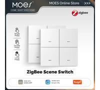 MOES ZigBee Tuya 4 gangs sans fil 12 scène interrupteur bouton poussoir télécommande alimenté par batterie pour l'automatisation de l'application Smart Life 2 PCS