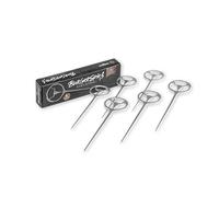MOESTA-BBQ 10402 - Lot de 6 brochettes à Hamburgers en Argent 100% Acier Inoxydable - Brochettes de Service pour Hamburgers, Hamburgers et Food