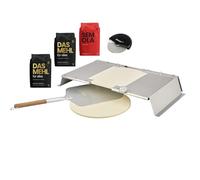 MOESTA-BBQ 19727 PizzaCover Flex Set 2 - Barbecue à gaz en acier inoxydable - Kit avec pelle à pizza, pierre à pizza, PizzaCut, 1 kg de semola, 2 kg de farine