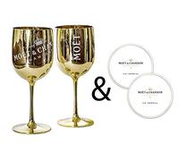 Moët & Chandon Ice Impérial Verre à champagne et prosecco en acrylique avec un ensemble de sous-verres en papier doré