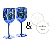 Moët & Chandon Ice Impérial Verre à champagne et prosecco en acrylique avec un ensemble de sous-verres en papier bleu