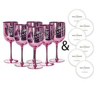 Moët & Chandon Ice Impérial Verre à champagne et prosecco en acrylique avec un ensemble de sous-verres en papier rose