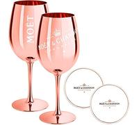 Moet & Chandon - Lot de 2 flûtes à champagne - Rose doré (édition limitée) - Ibiza Imperial Pure - Verre à champagne - Avec soucoupe