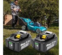 MoeuGreenBattX Batterie pour Makita 18V Batteries: 8,0 Ah Batterie Li-ION de Rechange Compatible avec BL1850B BL1850 BL1860B BL1860 BL1880B 194205-3 LXT-400 (2 pièces)