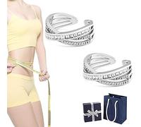 MOEVA Bague TwistyIONIC,MOEVA Classique Bague TwistyIONIC,Bague Fidget Minimaliste Réglable Thérapie Thermogénique Diamants Zirconium Bague ouverte (Silver)