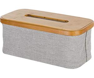 möve Bamboo Boîte de Mouchoirs en Papier Cosmétique Accessoires de Bain, Bambou avec Toile, Gris