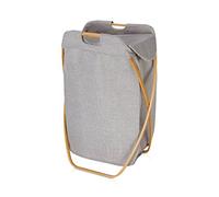 möve Bamboo Panier à Linge Pliable Accessoires de Bain, Bambou avec Toile, Gris