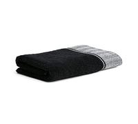 Möve Brooklyn Drap de Douche uni avec Bordure à Chevrons, 85% Coton, 10% Viscose, 5% Lin, Noir, 80 x 150 cm