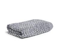 Möve Brooklyn Herringbone Serviette de Toilette 85% Coton, 10% Viscose, 5% Lin, Beige Naturel/Bleu foncé (Deep Sea), 50 x 100 cm