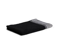 MÖVE Brooklyn Serviette d’invité uni avec une large bordure à chevrons 30 x 50 cm, Fabriqué en Allemagne, 85 % coton / 10 % viscose en pulpe de bambou / 5 % lin, Black (Noir)