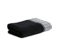 MÖVE Brooklyn Serviette de Toilette uni avec une large bordure à chevrons 50 x 100 cm, Fabriqué en Allemagne, 85 % coton / 10 % viscose en pulpe de bambou / 5 % lin, Black (Noir)