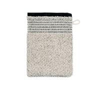 MÖVE Eden Gant de Toilette avec Passepoil 15 x 20 cm, Fabriqué en Allemagne, 80 % Coton / 20 % Lin, Nature / Black (Beige)