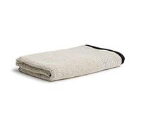 MÖVE Eden Serviette de Douche avec Bordure Passepoilée 80 x 150 cm, Fabriqué en Allemagne, 80 % Coton / 20 % Lin, Nature / Black (Beige)