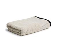 MÖVE Eden Serviette Passepoilée bord 50 x 100 cm, Fabriqué en Allemagne, 80 % Coton / 20 % Lin, Nature / Black (Beige)