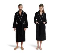 MÖVE Homewear Peignoir, Manteau avec col, 100% Coton Velours, Taille S, Black (Noir)