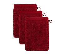 Möve Superwuschel Lot de 3 Gants de Toilette 100% Coton, Rouge Rubis, 15 x 20 cm