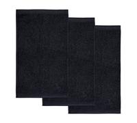Möve Superwuschel Lot de 3 Serviettes d'invité 100% Coton, Noir, 30 x 50 cm