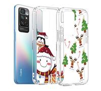 MoEvn Lot de 2 coques de protection en silicone avec éléments de Noël compatibles avec Xiaomi Redmi Note 11 4G/Note 11S - Souple et transparente - Anti-chocs - Anti-rayures - Élan et bonhomme de neige