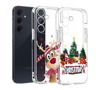MoEvn Lot de 2 coques de protection en silicone pour Samsung Galaxy A15 4G/5G avec éléments de Noël, souples et transparentes, résistantes aux chocs, aux rayures, motif sapin de Noël + élan