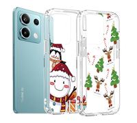 MoEvn Lot de 2 coques de protection en silicone souple et transparente pour Xiaomi Redmi Note 13 Pro 5G/Poco X6 5G - Anti-chocs - Anti-rayures - Élan et bonhomme de neige