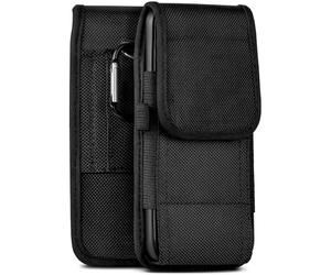 moex Agility Coque Compatible avec ZTE Blade 10 - Étui avec Passant de Ceinture, avec Mousqueton et Porte-Stylo, Coque extérieure pour téléphone Portable en Nylon, Noir