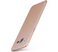 moex Alpha Coque de protection pour Samsung Galaxy J3 (2016) - Ultra fine - Avec protection de l'appareil photo surélevée - Coque arrière - Minimaliste - Or mat