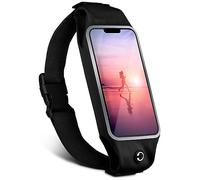 moex Ceinture de course pour téléphone portable compatible avec Xiaomi Redmi Note 10/Note 10S | Ceinture de sport, jogging, sac de course librement réglable avec fenêtre - Fitness Runner, noir