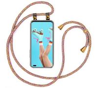 moex Chaîne de téléphone portable compatible avec Huawei nova 8i/ Honor 50 Lite - Longueur réglable - Étui de protection en silicone transparent avec cordon de serrage amovible - Rainbow