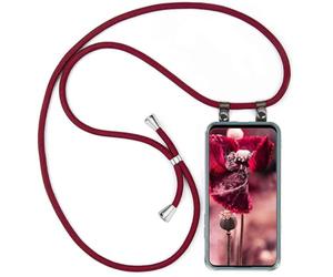 moex Chaîne de téléphone Portable Compatible avec Huawei P Smart Z, Coque avec Sangle réglable en Vin Rouge