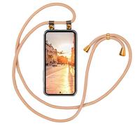 moex Chaîne de téléphone portable compatible avec Samsung Galaxy A25 5G - Avec cordon réglable en longueur - Coque de protection en silicone transparent avec cordon amovible - Doré