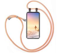 moex Chaîne de téléphone portable compatible avec Samsung Galaxy A53 5G - Longueur réglable - Coque en silicone transparente avec cordon de serrage amovible en or rose