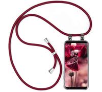 moex Chaîne de téléphone Portable Compatible avec Samsung Galaxy S8 Plus, Coque avec Sangle réglable en Vin Rouge