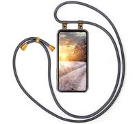 moex Chaîne de téléphone portable pour Motorola Moto G56 5G - Avec bande amovible - Avec chaîne à bandoulière - 155 cm de long - En tissu - Pour téléphone portable - Anthracite