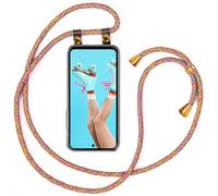 moex Chaîne de téléphone portable pour Motorola Moto G56 5G - Avec bande amovible - Avec chaîne à bandoulière - 155 cm de long - En tissu - Pour téléphone portable - Arc-en-ciel