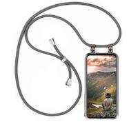 moex Chaîne de téléphone portable pour Oppo A52/A72 - Avec bande amovible - Avec chaîne à porter autour du cou - Avec cordon - Pour téléphone portable - Gris