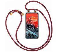 moex Chaîne de téléphone portable pour Poco M8 Pro 5G - Avec bande amovible - Avec chaîne à porter autour du cou - 155 cm de long - En tissu - Rouge brillant