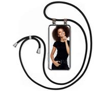 moex Chaîne de téléphone portable pour Poco X7 - Avec bande amovible - Avec chaîne à bandoulière - 155 cm de long - En tissu - Avec cordon - Noir