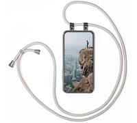 moex Chaîne de téléphone portable pour Redmi Note 15 Pro+ 5G - Avec bande amovible - Avec chaîne à bandoulière - 155 cm de long - En tissu - Pour téléphone portable - Argenté