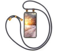 moex Chaîne de téléphone portable pour Samsung Galaxy S25 Ultra - Avec cordon amovible - Avec chaîne à porter autour du cou - 155 cm de long - En tissu - Anthracite