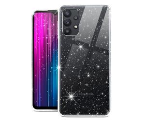 MoEx Coque compatible avec Samsung Galaxy A32 5G, effet pailleté, en silicone transparent, ultra fin, transparent, Slim Fit