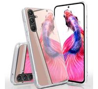 moex Coque de protection miroir pour Samsung Galaxy A55 5G - Avec miroir et protection des bords étendue en silicone - Dos miroir - Élégante - Fine - Or rose