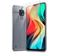 moex Coque de protection pour Motorola Moto E7 - En silicone avec film de protection d'écran - Résistante aux chocs - Anti-jaunissement - Transparent