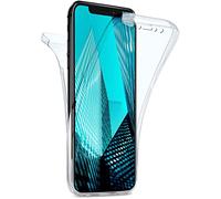 moex Coque Double en Silicone Transparent Compatible avec Apple iPhone X/iPhone XS, Housse de Protection complète des 2 côtés, Coque de téléphone Portable Avant et arrière - Cristal